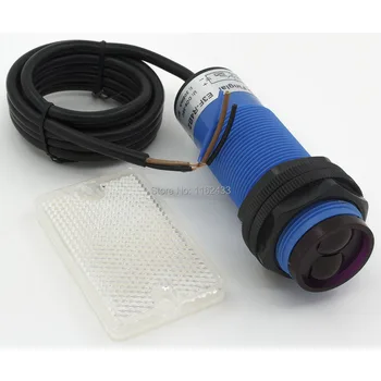 

E3F-R4B2 M30 4m sensing DC 6-36V PNP NC retroreflective photoelectric switch sensor with reflector