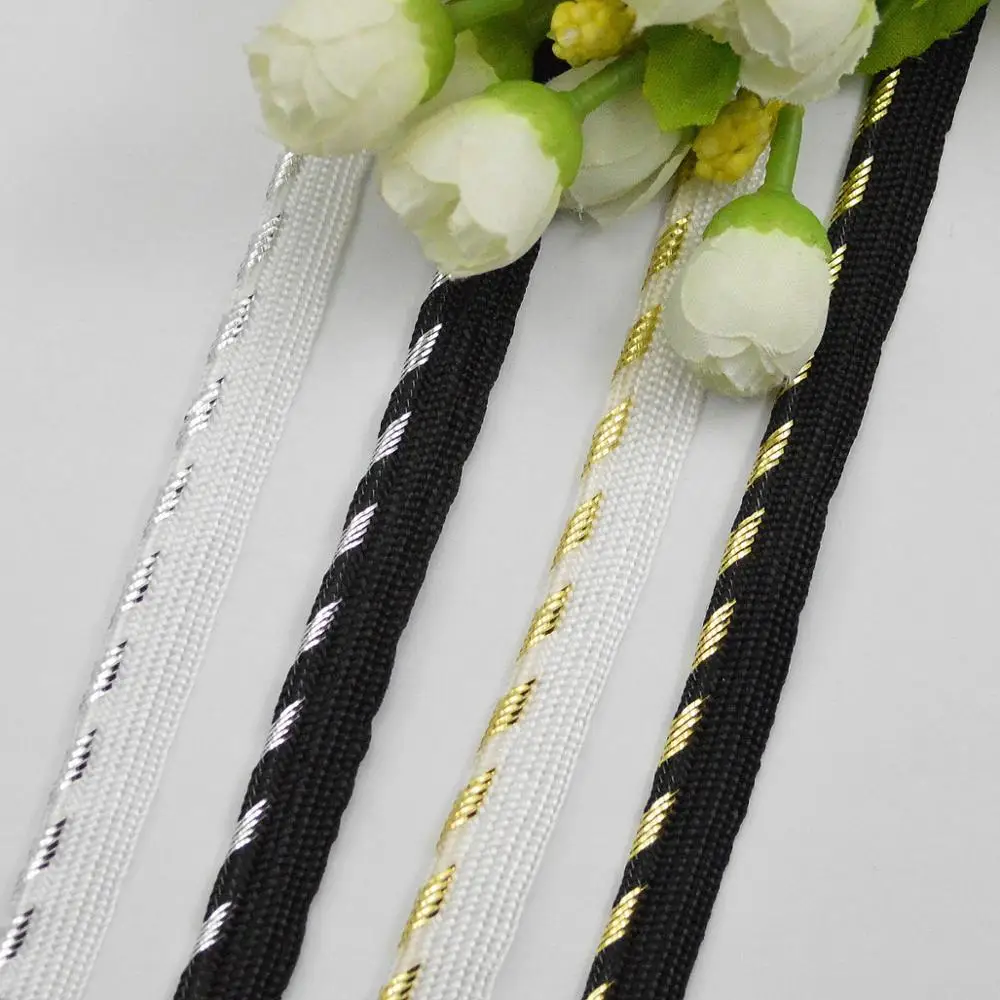 10Meter Black Gold Braided Lace Trim Curved Ribbon Edge Mosaic Pillow Piping Rope Home Textile Clothing Curtain Accessories | Дом и сад