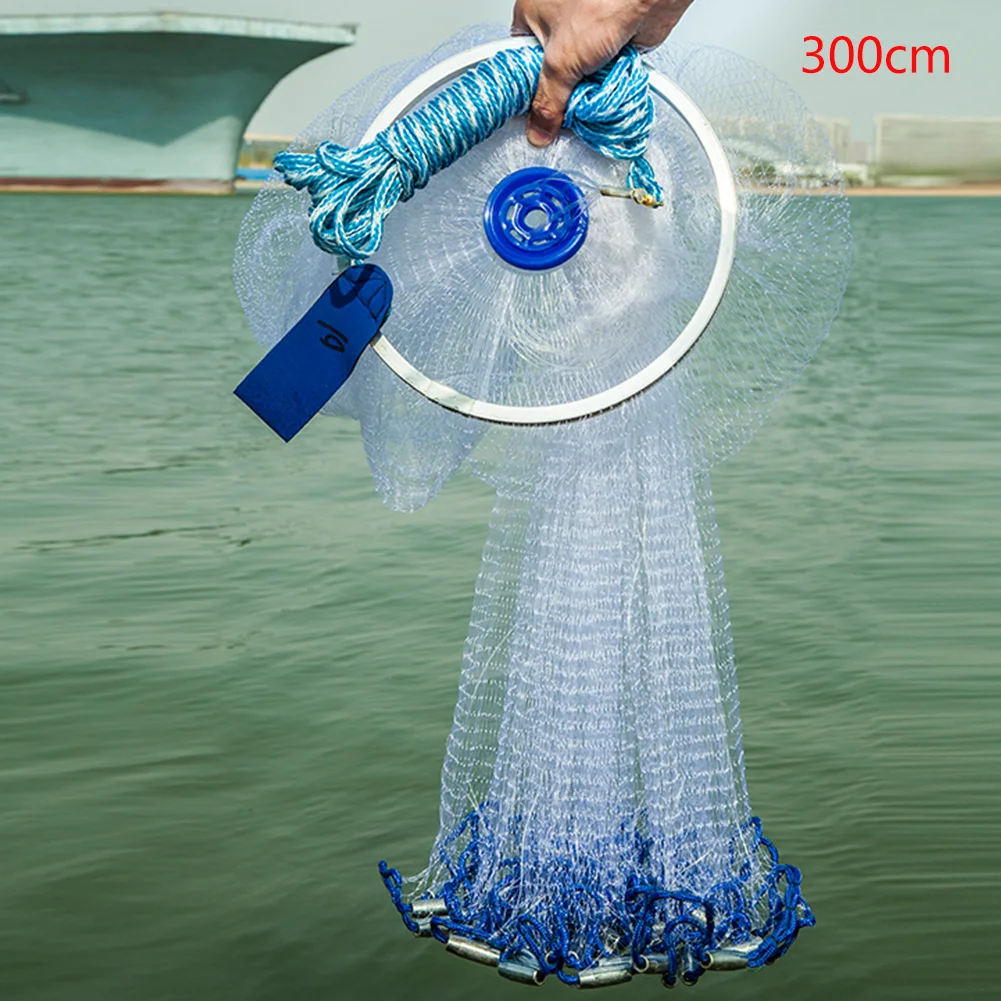 Fly Cast Mesh Hand Throw Easy Use Durable Outdoor Accessory Tools With Ring Folding American Style Monofilament Wire Fishing Net