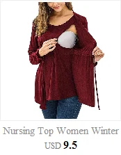 Топ для кормящих женщин; зимняя Двухслойная футболка с длинным рукавом для кормления; элегантная повседневная одежда для беременных; Embarazada; 19Aug