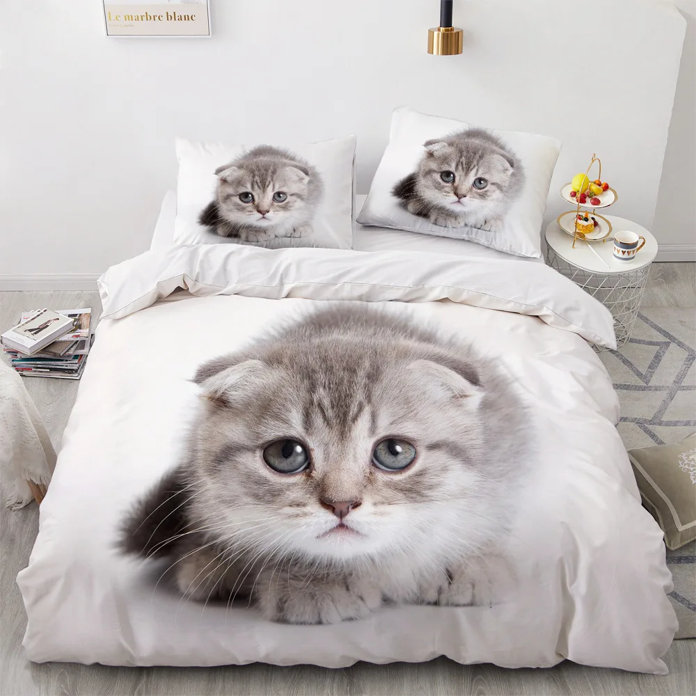 Lovely Pet Cat Bedding Set Animal Printed Covers Single Double King Queen Size Cute Cats Duvet Cover Sets Linen clothes