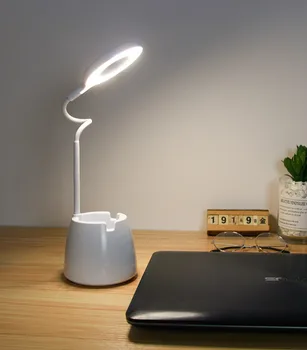 

LED Eye Protect Dimmable Desk Lamp Flexible Reading Table Lamp Light Touch Control USB Rechargeable With Phone Holder Pen Holder