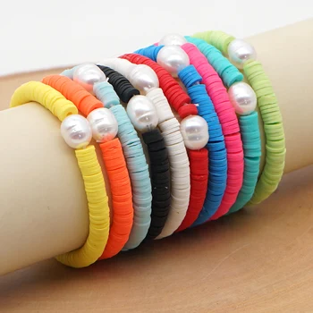 

Go2Boho 2020 Fashion Women Bracelet Natural Pearl Polymer Clay Jewelry Vinyl Heishi Beads Bracelets Summer Beach Stretch Pulsera
