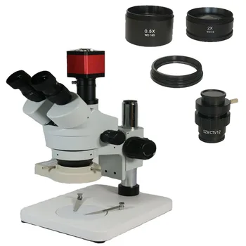 

7X-45X Trinocular Stereo Microscope 13MP HDMI VGA Industrial Camera Objective auxiliary WD165 0.5X WD30 2.0X CTV0.5 phone repair