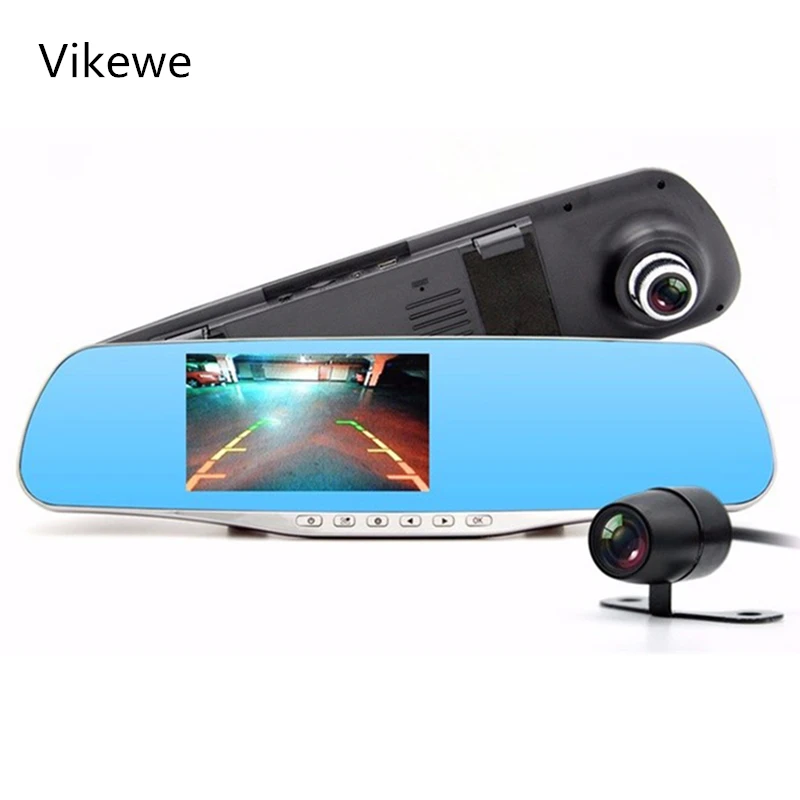 

Vikewe FHD 1080P car camera 4.3 inch Mirror Rearview Camera dual lens Car DVR Night Vision rearview mirror auto dvr Dash Cam