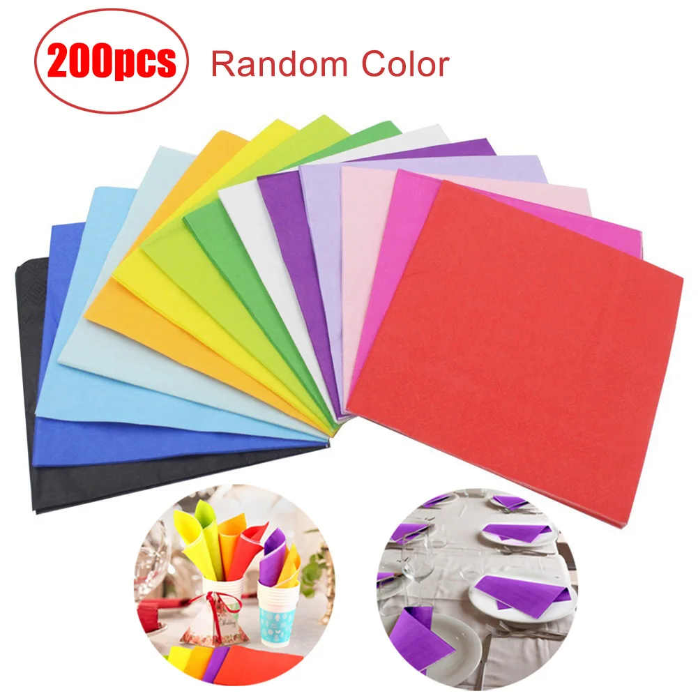 200 шт сплошной цвет бумажные салфетки декупаж печатные напитки события и