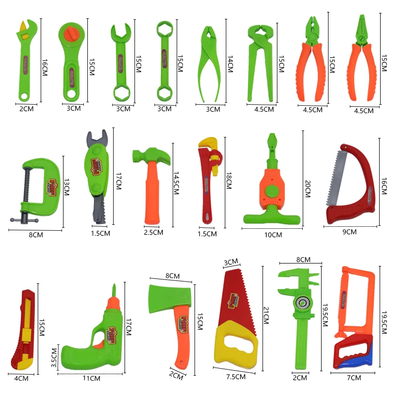34PCS/Set Garden Tool Toys For Children Repair Tools Pretend Play Environmental Plastic Engineering Maintenance Tool Toys Gifts 6