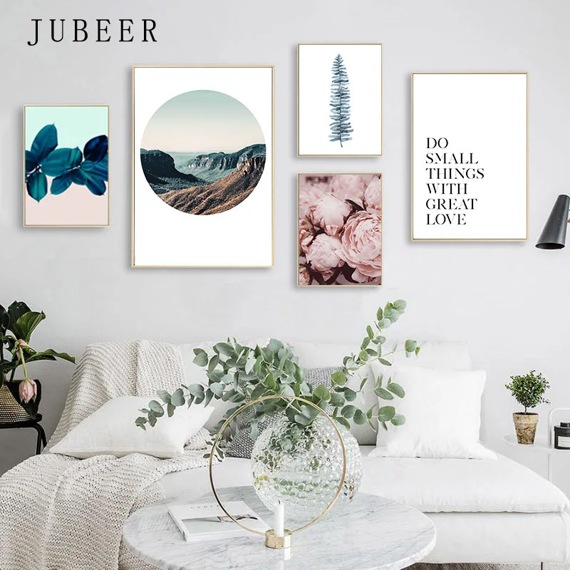 nordic style posters and prints flower canvas leaf motto decoration picture for living room cuadros decoracion dormitorio | Дом и сад