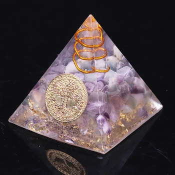 

Natural Fluorite Orgonite Pyramid Energy Converter Helps Career Resin Decorative Craft That Changes The Magnetic Field Of Life G