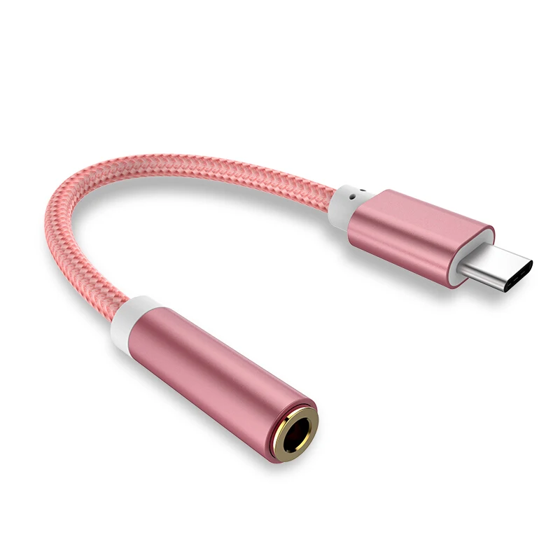 Rose red Usb type C до 3,5 мм кабель для наушников гарнитуры адаптер USB-C до 3,5 мм разъем Aux кабель для Letv 2 2pro max2 Pro 3 Xiaomi 6 - Цвет: Rose red