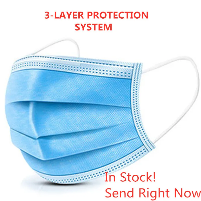 

Masks 50 Pcs 3 Layer Disposable Protective Face Mouth Masks Anti nCoV PM2.5 Influenza Bacterial Facial Dust-Proof Safety Masks