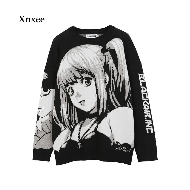 

Harajuku Sweater Mens Hip Hop Knitted Streetwear Vintage Retro Japanese Style Anime Girl Sweater Autumn Cotton Pullover Tops
