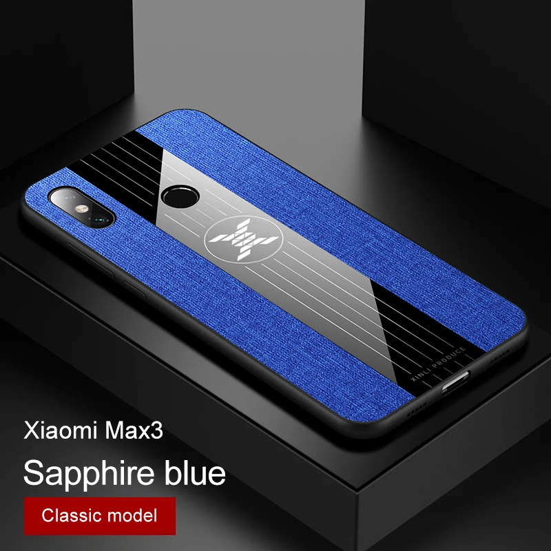 only blue case Чехол для xiaomi mi max 3, роскошная жесткая ткань с кольцом, магнитный штатив, тонкая защитная задняя крышка для xiaomi mi max 2 max3 max2 shell - Цвет: only blue case