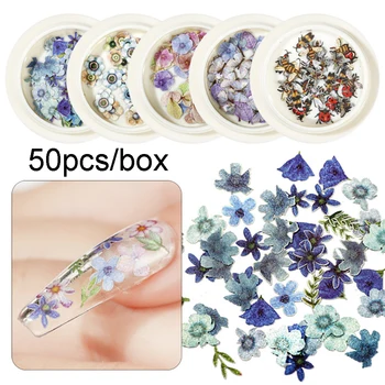 

50Pcs/box Ultra-thin Emulational Butterfly Nail Sequins Mixed Designs Wood Pulp Nail Confetti Slices
