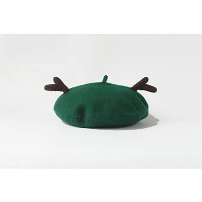 green Однотонные береты женские модные шерстяные шапки осень/зима женские милые красные берет женские дикие винтажные теплые головные уборы - Цвет: green