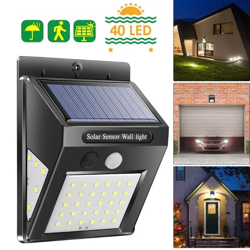 

30/40LED Solar Light Outdoor Solar Lamp PIR Motion Sensor Wall Light Waterproof Solar Powered Sunlight for Garden Decoration