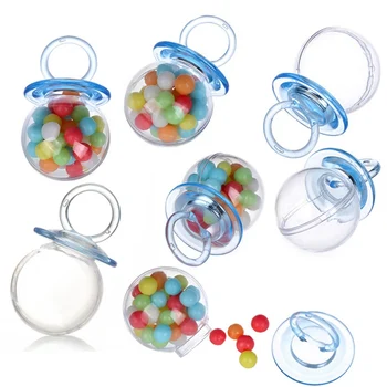

12Pcs/Set Food Grade Transparent Plastic Candy Box Baby Full Moon Age Return Gift Creative Pacifier Candy Box Wedding Decoration