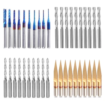 

40Pcs End Mill Engraving Bits Set CNC Router Bits Cutting Milling Tool Engraving Cutter 1/8 inch Shank Tungsten Steel