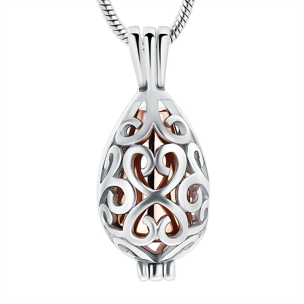 Cremation Jewelry Teardrop Urn Necklace for Ashes with Hollow Memorial Locket Pendant Urn Jar Keepsake Jewelry for Women Men