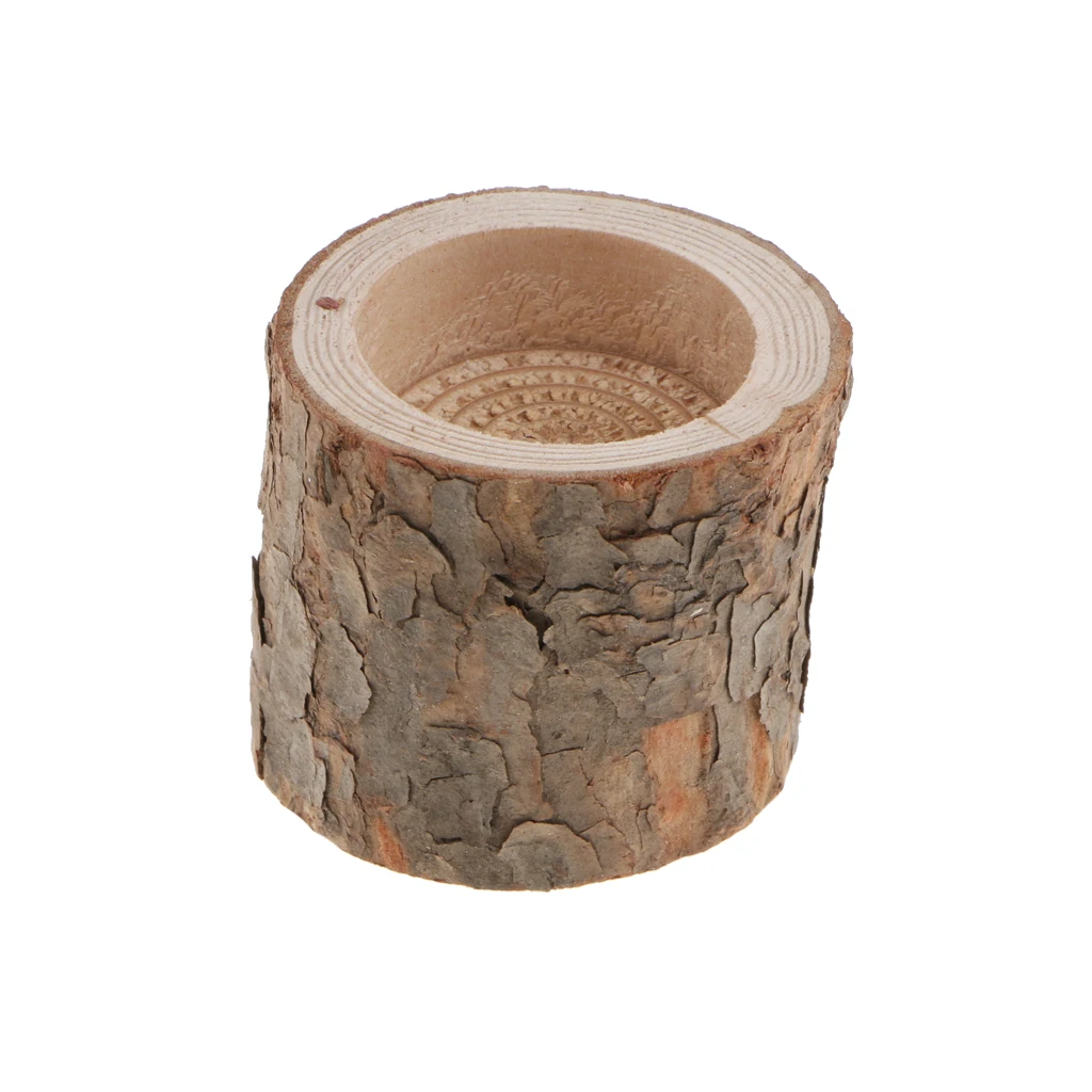 Wooden Tree Stump Tea Light Holder Candlestick for Home Wedding Decoration 5cm