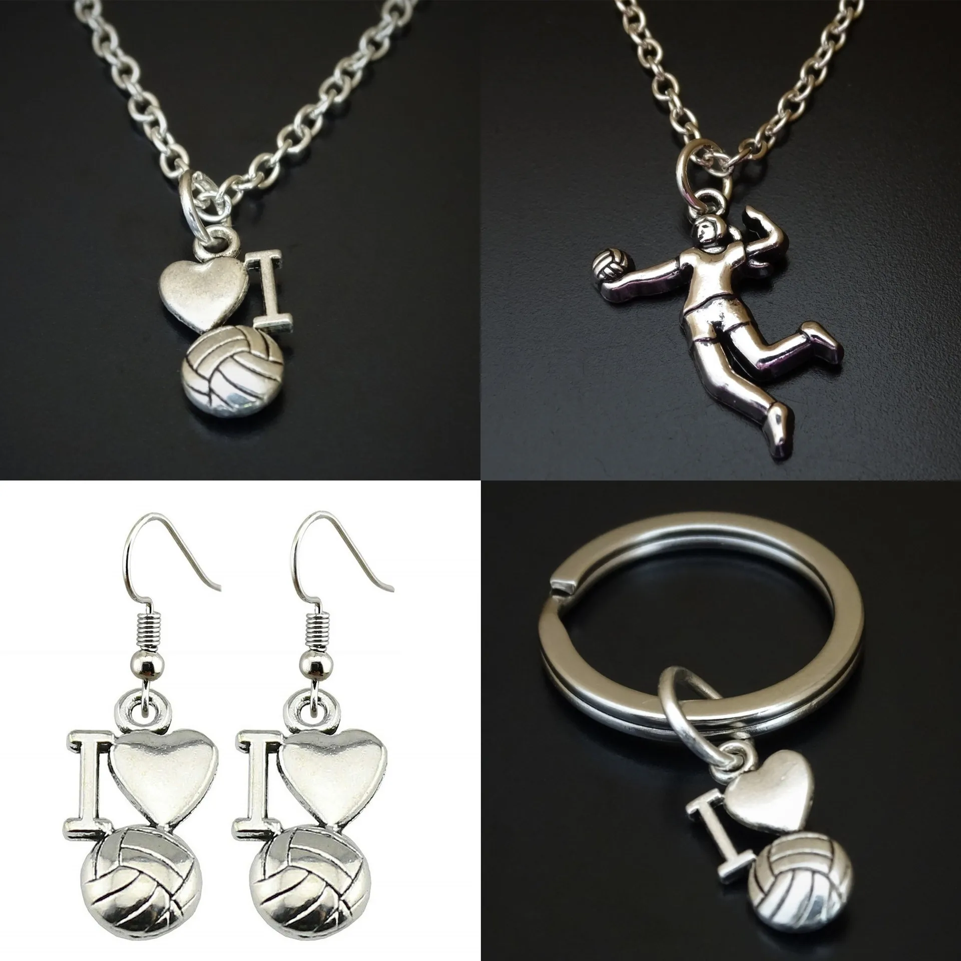 

Europe And America Cross Border Foreign Trade Accessories Volleyball Athletes Volleyball Sports Keychain Necklace Set