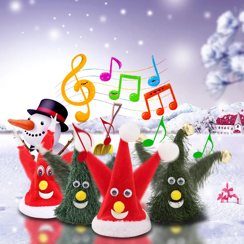 Рождественское украшение для дома, детская Поющая электрическая шапка, шапки Санты, рождественские качели для взрослых, елочные украшения, кепки для дома, вечерние