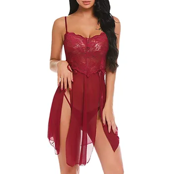 

Babydoll Dress Sexy Lace Lingerie Women Perspective Sexy Underwear Erotic Camisole Thong Set Porno Lenceria Mujer Sexy Langerie
