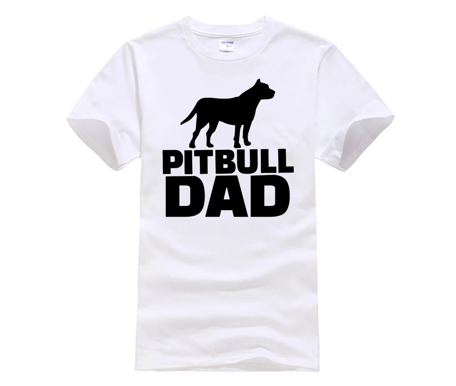 Phiking Concert T Shirts Pitbull Dad Dog Men's Tees Short Sleeve Clothes Print Cotton Round Neck Grey Men Shirt |