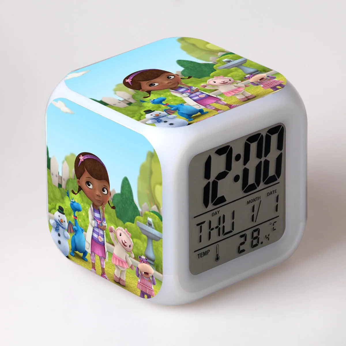 Doc mcstuffins мультфильм игрушки Детский будильник светодиодный Изменение цвета цифровые часы настольная ночь Пробуждение свет светящийся электронный Reveil - Цвет: 08