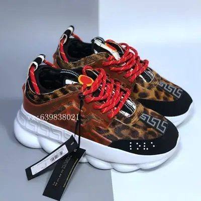 Уличная кожаная мужская обувь для прогулок в европейском стиле обувь для папы на толстой подошве Молодежная модная повседневная обувь для путешествий на шнуровке - Цвет: Leopard print red