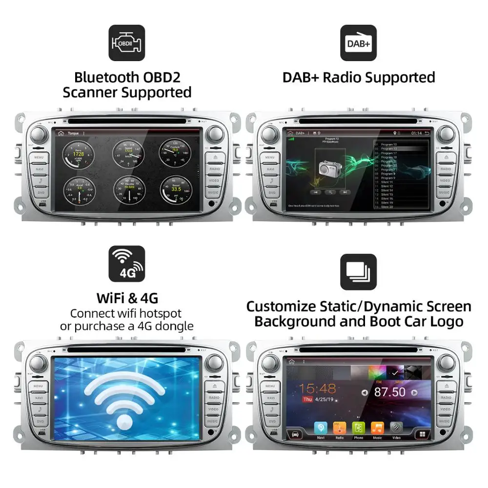 Bosion 2 din Android 10 0 автомобильный dvd для ford fucus mondeo s max подключение радио Автомобильный