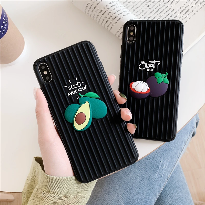 3D чехол Avocado Mangosteen для iPhone XS MAX XR X черные чехлы телефонов 8 7 7Plus 8Plus Мягкий из ТПУ (074)