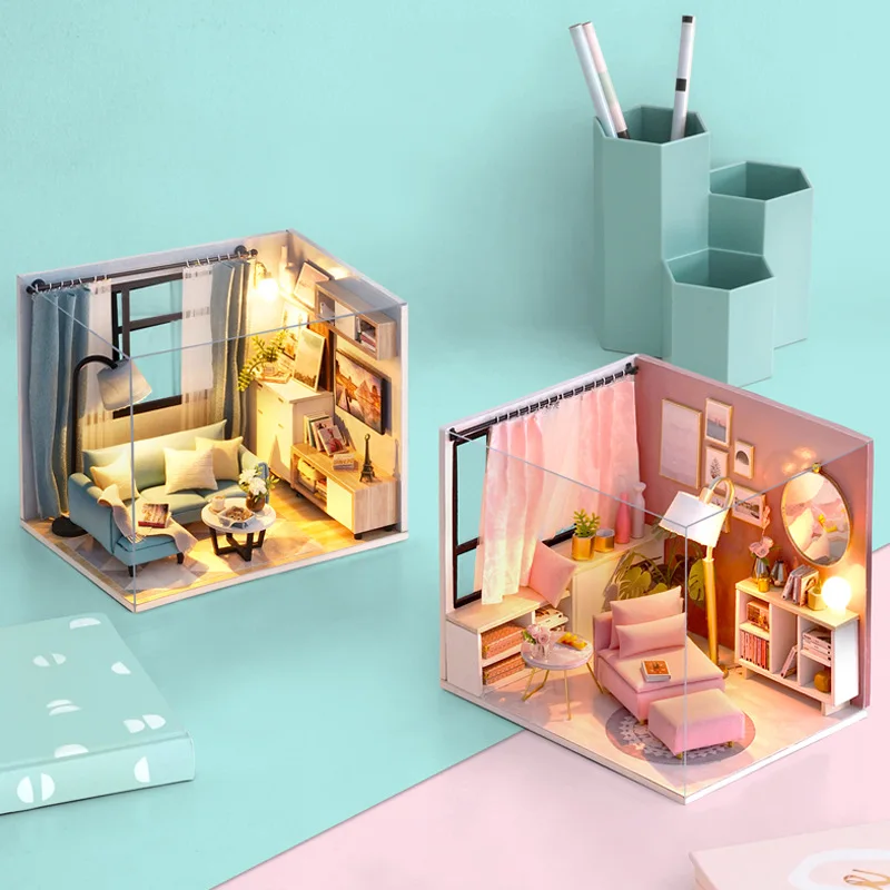

Cute room diy Hut Happiness Small Time, Living Room Corner Creative Scene Architecture Model Villa Section Gift