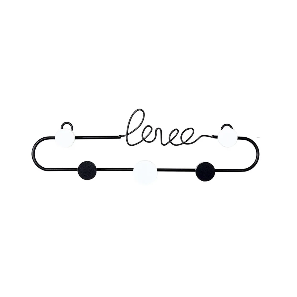 Держатель с надписью «Love» для дома, кухни, ручной работы, декоративный крючок, для спальни, двери, задние ключи, настенный, для гостиной, для хранения пальто, чугунный - Цвет: Черный