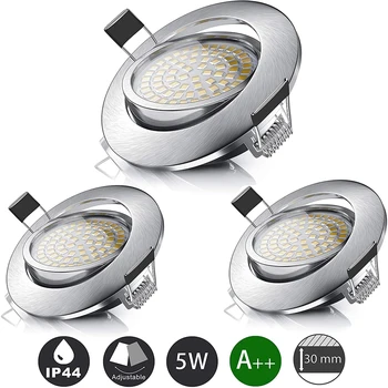 

Ultra Flat LED Recessed Spotlight downlight Rotatable IP44 Suitable for Bathrooms 5W for Living Room Bedroom Kitchen