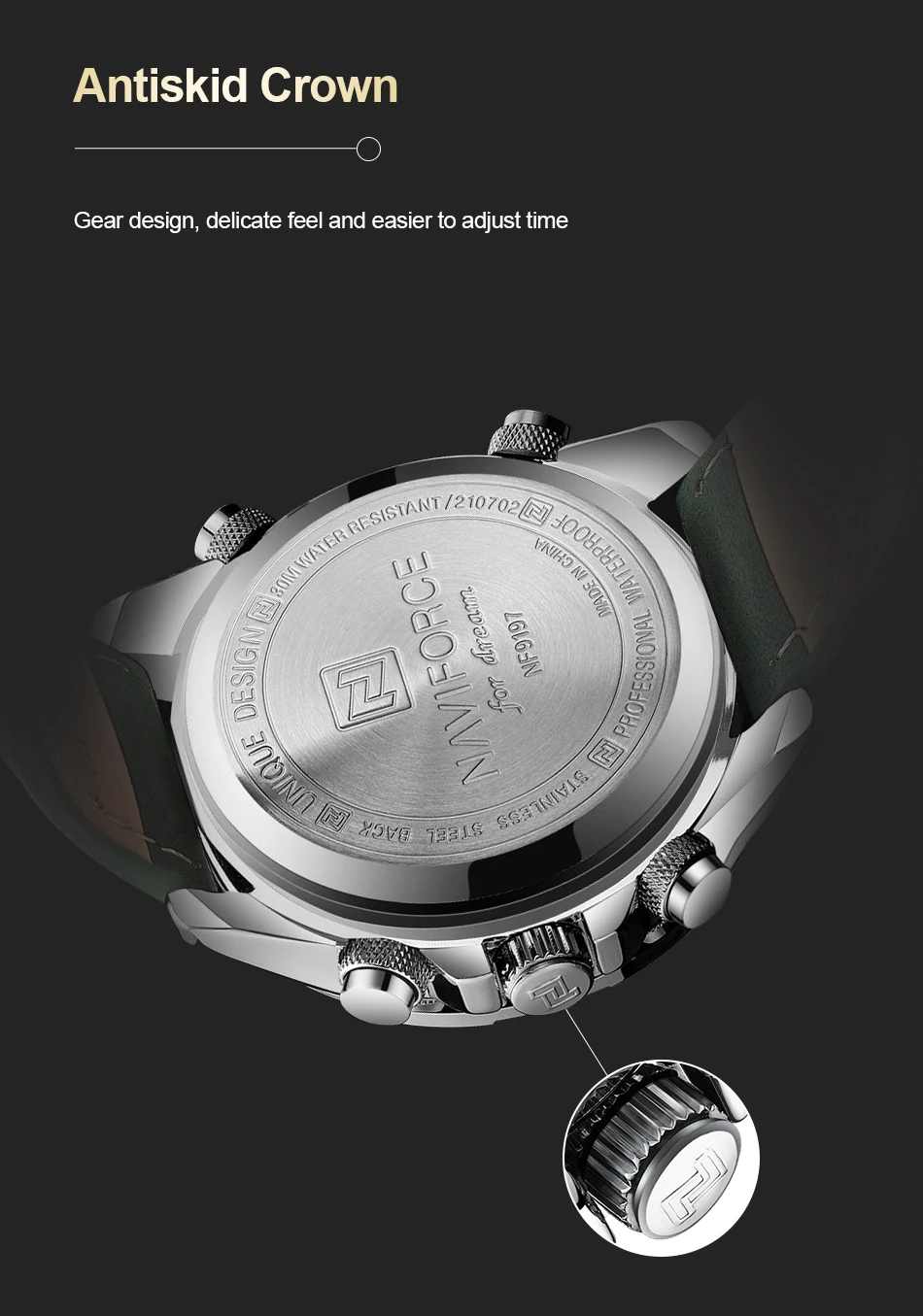 Relógio masculino Naviforce Couro - Militar Style NV22