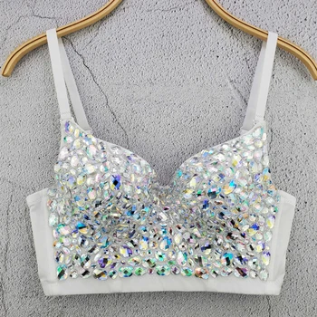 

Shiny Colorful Rhinestone Sexy Vest Women Nightclub Bar Singer Performance Clothing Lady Dj Ds Rave Wear Festival Outfit DT2325