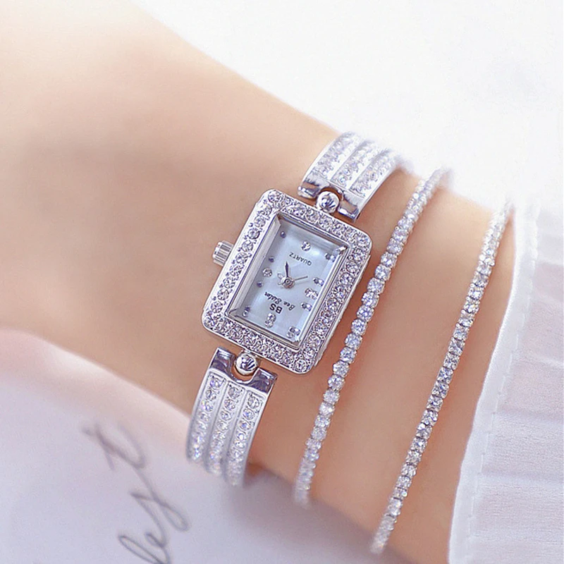 

Diamond Watches Woman 2020 Luxury Brand Elegant Small Female Watch Dress Silver Ladies Wrist Watches Rectangle Montres Femme