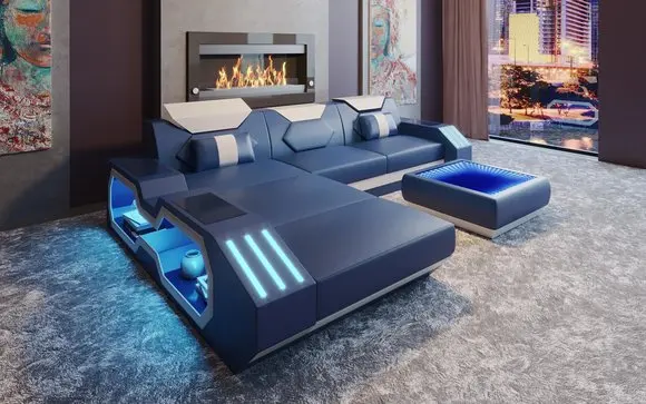 Современный роскошный диван с обивкой из итальянской кожи от фабрики фошань