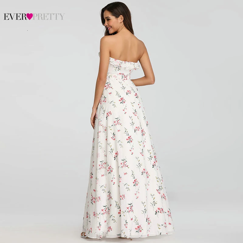Ever Pretty, элегантные вечерние платья, длинные, трапециевидные, с открытыми плечами, с цветочным принтом, шифоновые, вечерние платья для женщин, Robe De Soiree