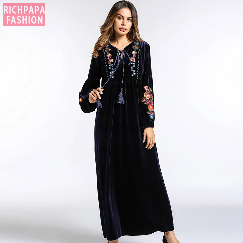 Бархатное платье абайя s для хиджаб для мусульманок Jilbab Kaftan abaya Дубай халат Musulmane Longue кафтан турецкая исламская одежда