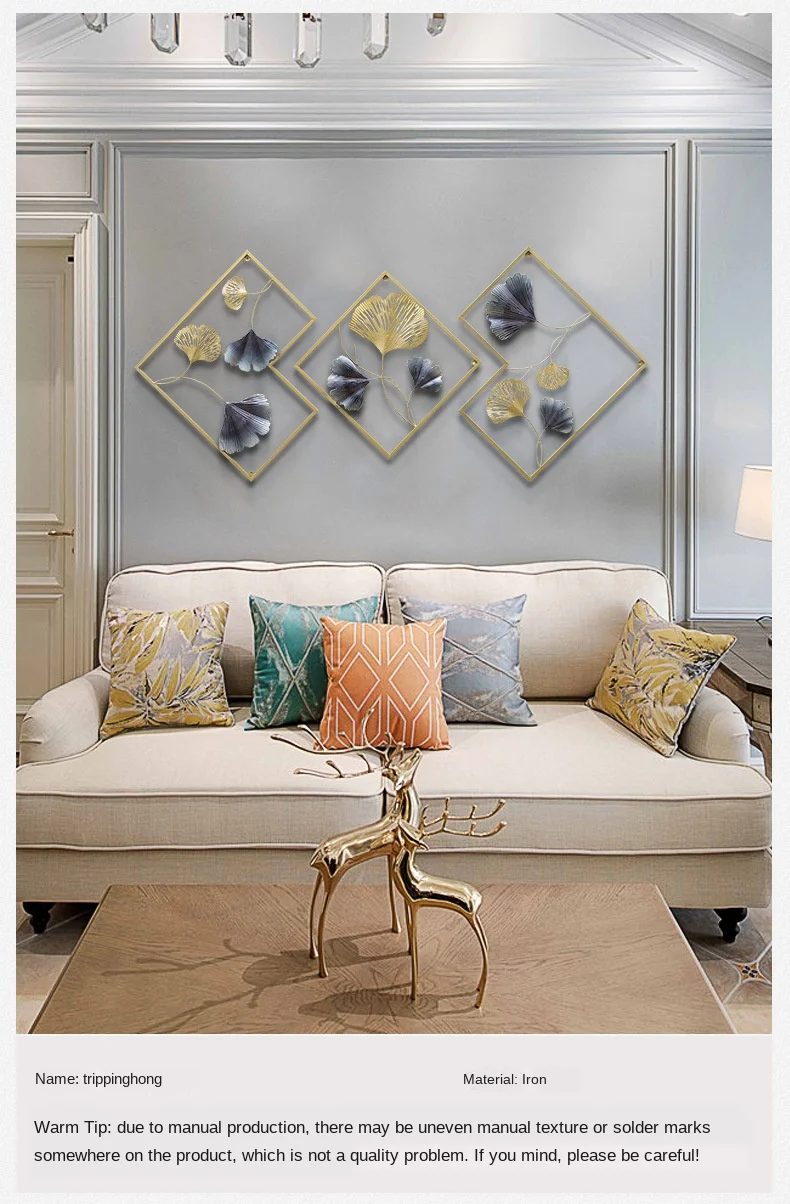 Decoración de pared de fondo de sofá para sala de estar, adorno de Metal  para habitación, colgante de lujo grande, decoración del hogar, 140cm -  AliExpress