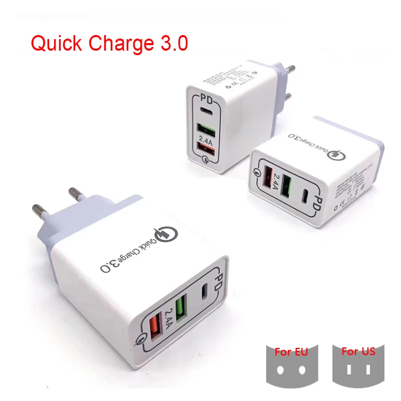K25 Quick Charge 3,0 зарядное устройство 2 USB 1 PD автомобильное зарядное устройство быстрое зарядное устройство для телефона дорожный адаптер Автомобильное зарядное устройство для ЕС США для HUAWEI XIAOMI