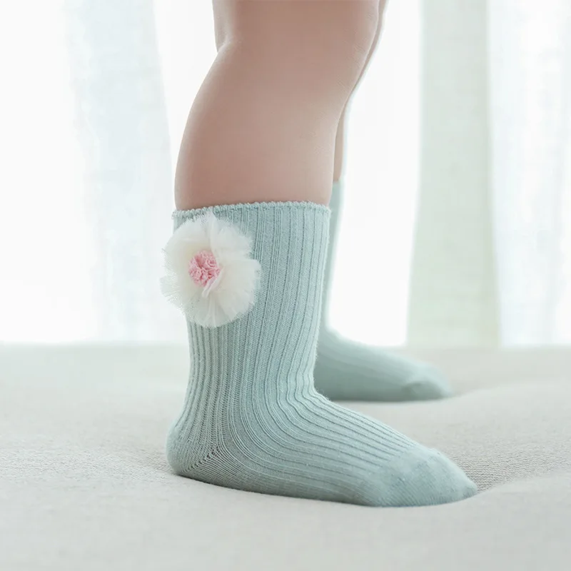 19 Years Spring And Summer New Style Baby Socks Bow Lace Baby Socks Double Needles Relent Solid Color Newborns Children's Socks