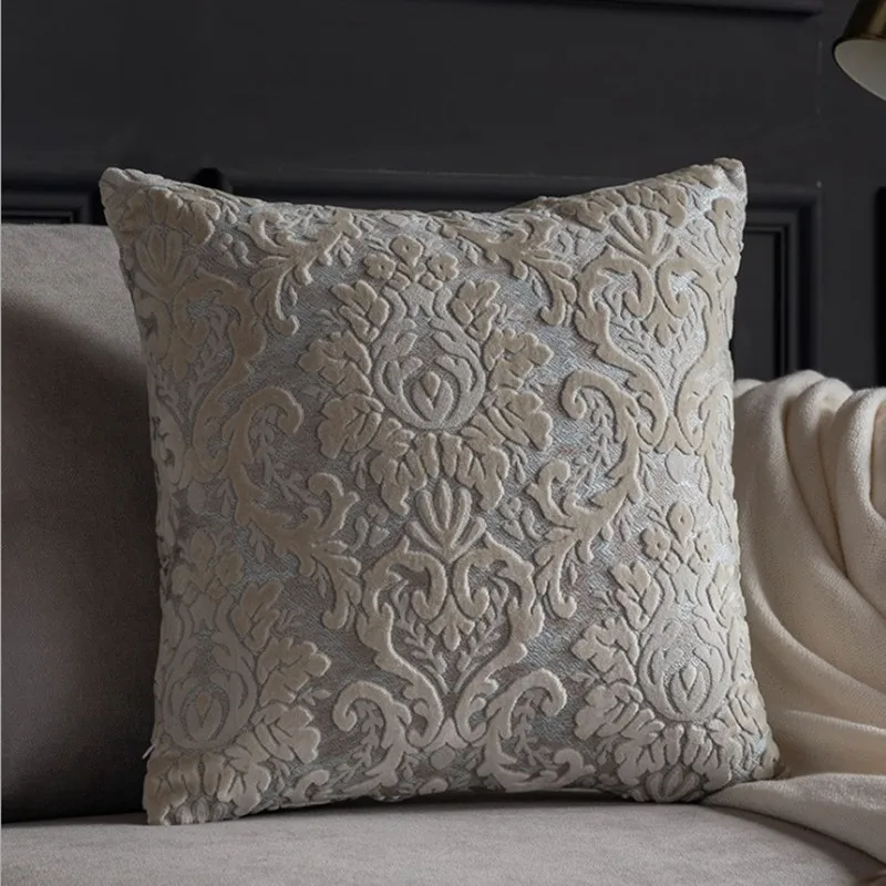 European Chenille Flocking Cushion Cover Grey Orange Vintage Home Decorative Pillow 40x40cm Living Room Sofa Case | Дом и сад