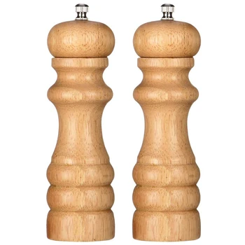 

Salt and Pepper Grinder Set with Natural Woodcolor 2 Pack Salt and Pepper Shakers with Adjustable Coarseness