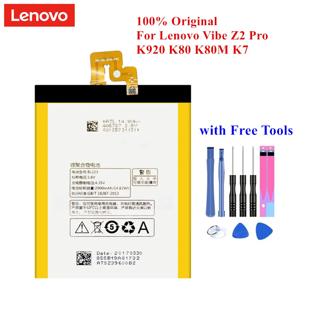 100% Оригинальный аккумулятор BL223 для Lenovo Vibe Z2 Pro K920 K80 K80M K7 2900 мАч мобильный телефон
