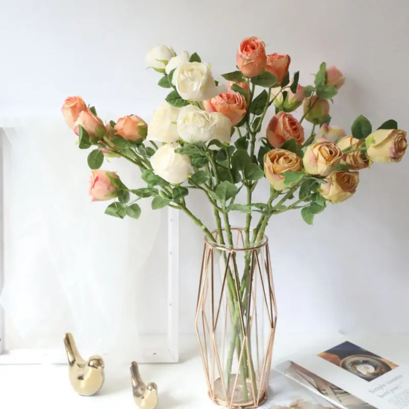 

Rose Pink Silk Peony Artificial Flowers Bouquet Fake Flowers for Home Wedding Table Flowers Arrangement Bouquet Decor Indoor