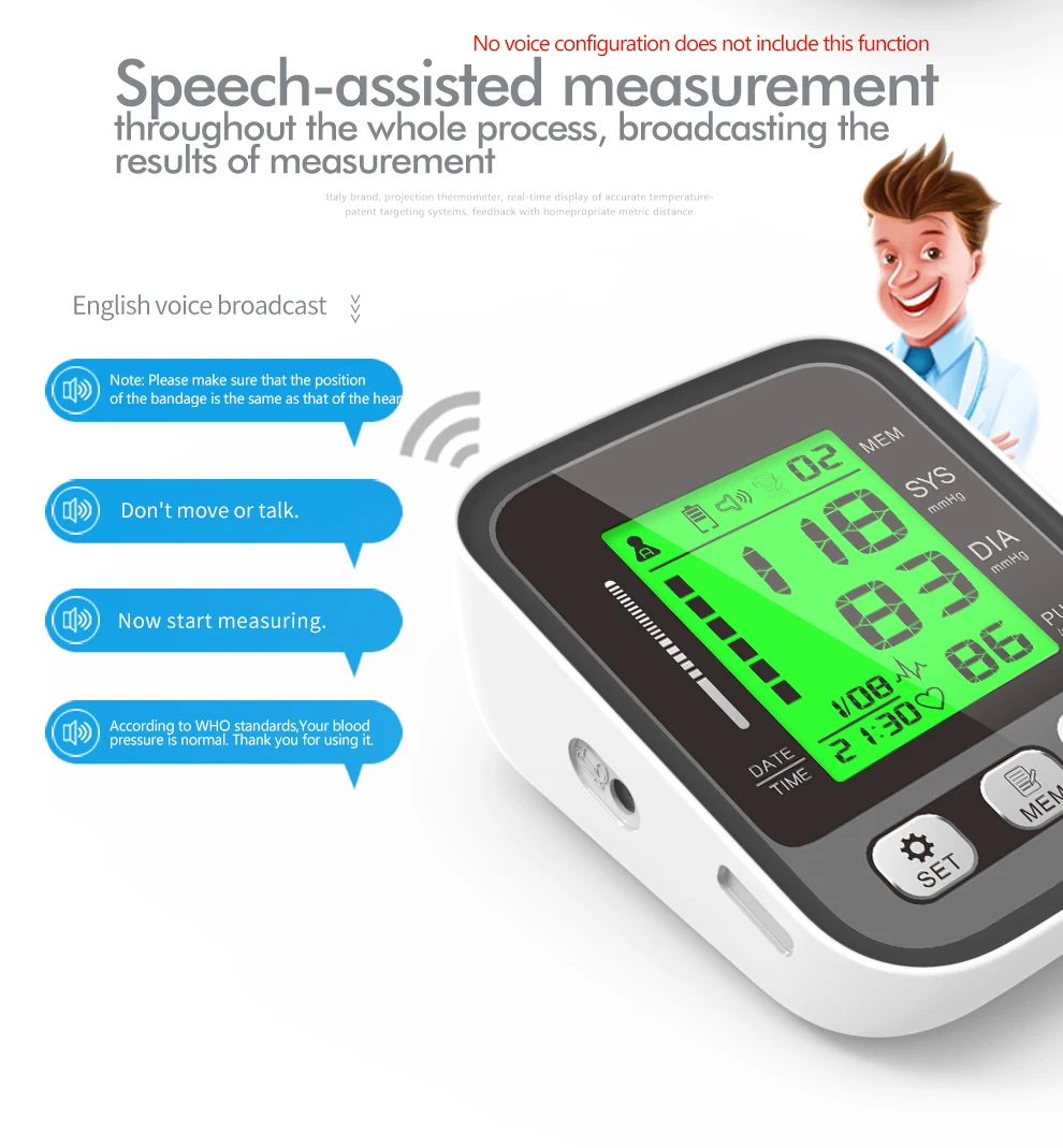KIUZOU Upper Arm Automatic Blood Pressure Monitor BP Sphygmomanometer Pressure Meter Tonometer for Measuring Arterial Pressure 5