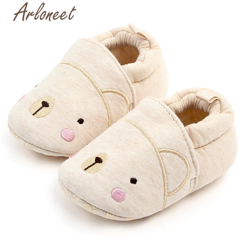 ARLONEET newborn shoes winter girls baby first walkers Cotton cartoon bear Anti-slip Sneakers kids newborn girls first walkers